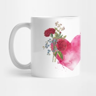 Sweet Valentine's Heart with Flowers Mug